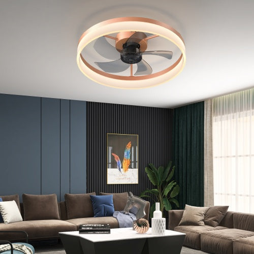 Ceiling Fan With Light Dimmable LED Recessed Mount Slim Modern Ceiling
