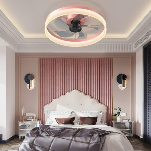 Ceiling Fan With Light Dimmable LED Recessed Mount Slim Modern Ceiling